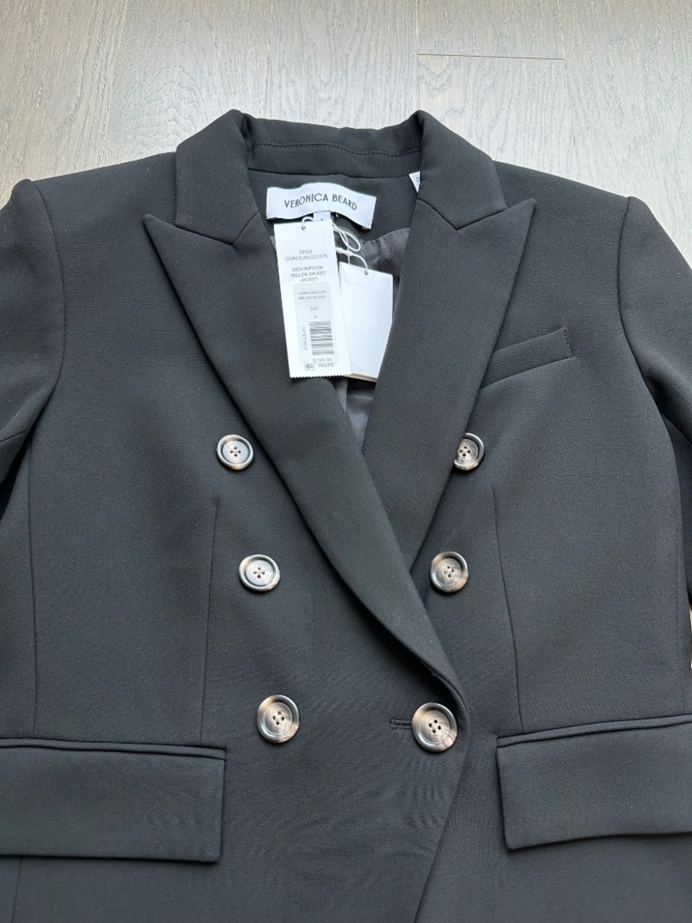 Veronica Beard MILLER Black Dickey Blazer Jacket Horn Brown Buttons With Tags 6 - Picture 5 of 12